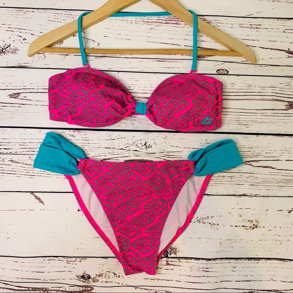 Billabong pink turquoise wrist side bikini
